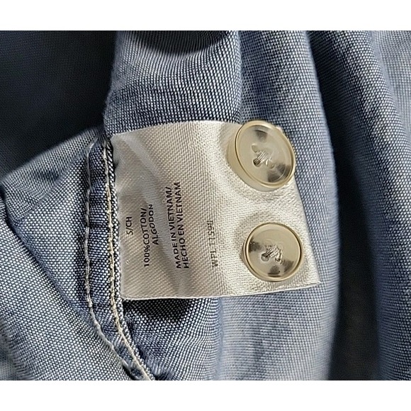 Weatherproof Vintage Shirt SMALL BLUE 100% Cotton Chambray Button BLUE MOON LOGO - Picture 9 of 10